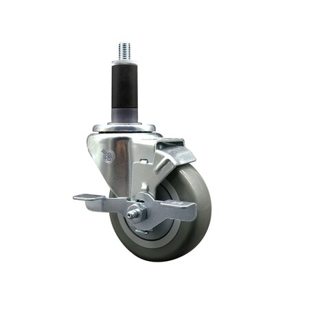 Service Caster 3.5'' Gray Poly Swivel 1-1/8'' Expanding Stem Caster with Brake SCC-EX20S3514-PPUB-TLB-118
